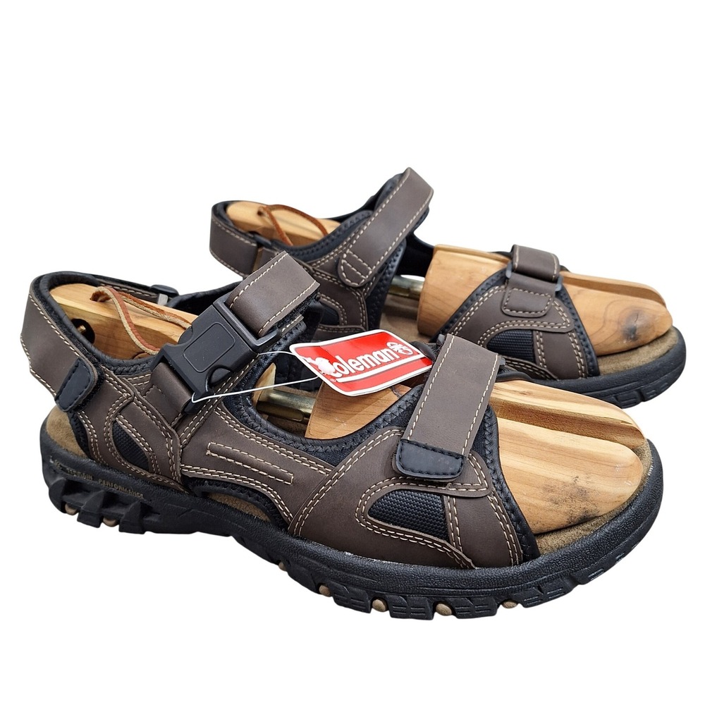 Coleman Men's 10 All Terrain Performance Sandals Brown Black Hiking Sport New